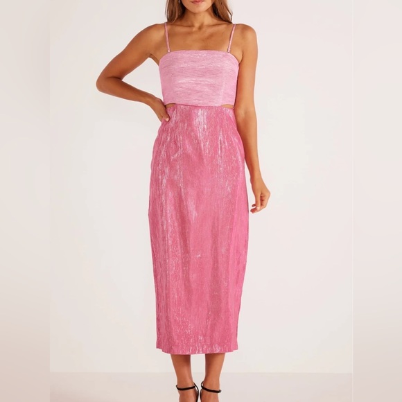 MinkPink Vida Lurex Midi Dress Small NWT - Picture 2 of 15